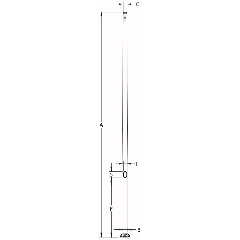 10ft-40ft Aluminum Conical Light Pole With Top Cover, Base Flange Mounting