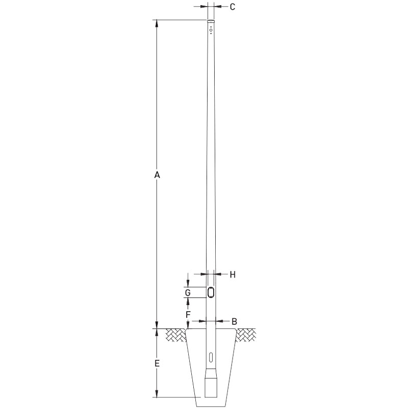 10ft-40ft Aluminum Conical Light Pole With Top Cover, Planted Mounting
