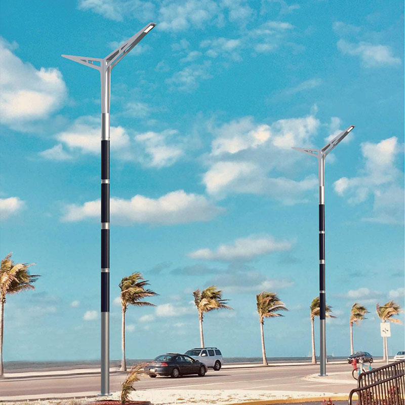 RARON Aluminum Flexible HJT Double lamp head Solar Light Pole